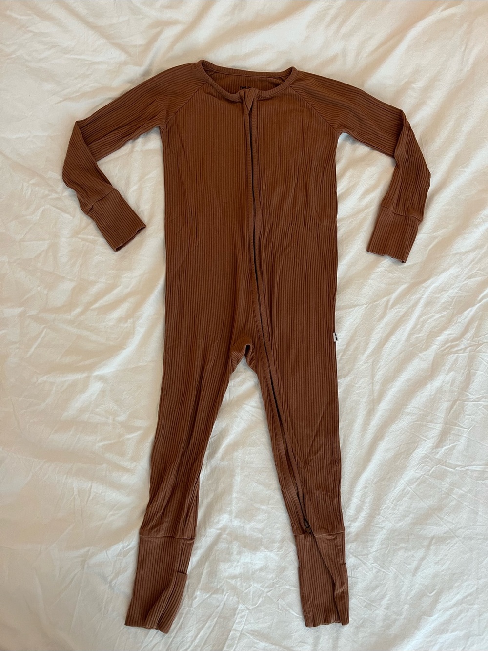 Little Sleepies Rust Ribbed Zippy